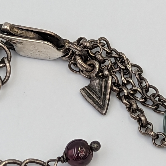 SILPADA 925 STERLING SILVER NECKLACE N1613 TRIPLE STRAND Pearl Multi Gemstones - Picture 6 of 10